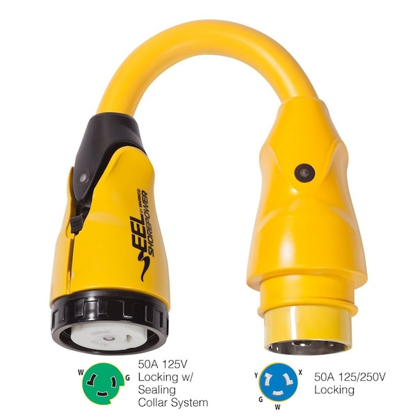 Marinco P504-503 EEL 50A-125V Female to 50A-125/250V Male Pigtail Adap P504-503 - main